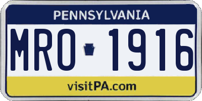 PA license plate MRO1916