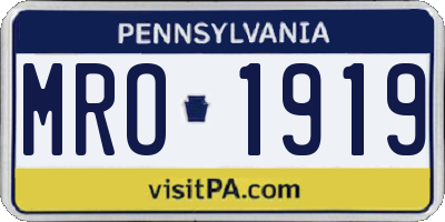 PA license plate MRO1919