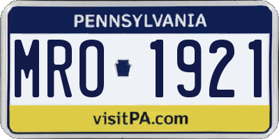 PA license plate MRO1921