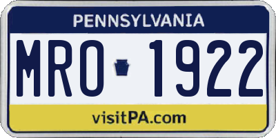 PA license plate MRO1922