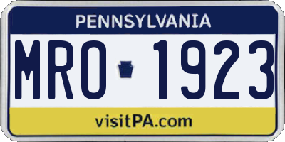 PA license plate MRO1923