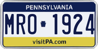 PA license plate MRO1924