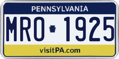 PA license plate MRO1925