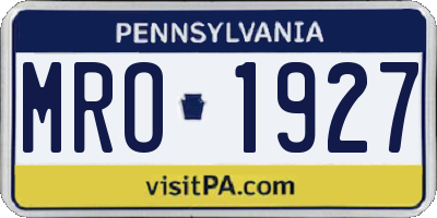 PA license plate MRO1927