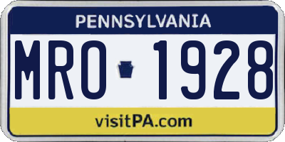 PA license plate MRO1928