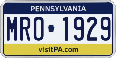 PA license plate MRO1929