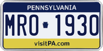 PA license plate MRO1930