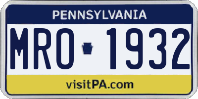 PA license plate MRO1932