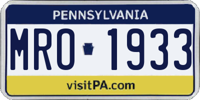 PA license plate MRO1933