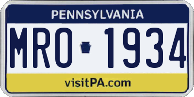 PA license plate MRO1934
