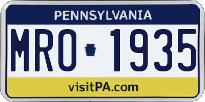 PA license plate MRO1935