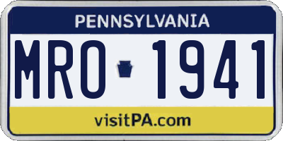 PA license plate MRO1941