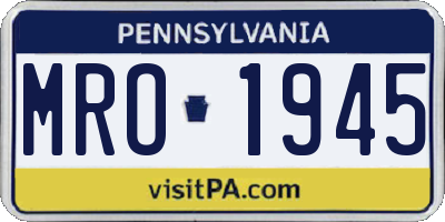 PA license plate MRO1945
