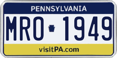 PA license plate MRO1949