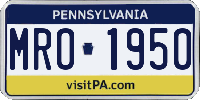 PA license plate MRO1950