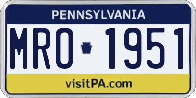 PA license plate MRO1951