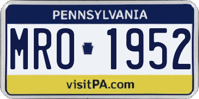 PA license plate MRO1952