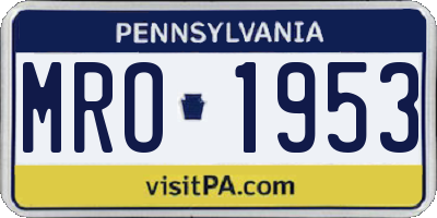 PA license plate MRO1953
