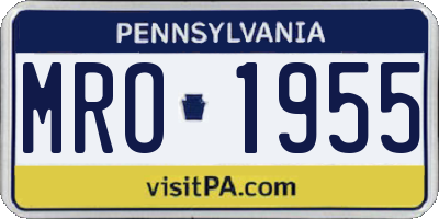 PA license plate MRO1955
