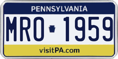 PA license plate MRO1959
