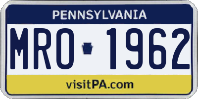 PA license plate MRO1962