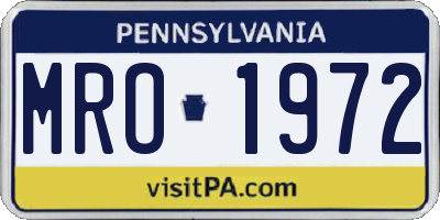 PA license plate MRO1972