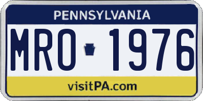 PA license plate MRO1976