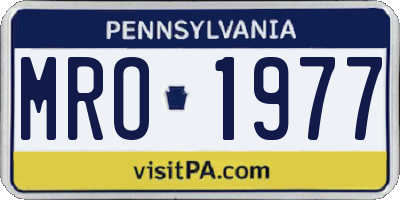 PA license plate MRO1977