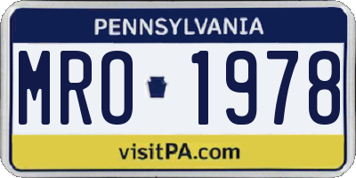 PA license plate MRO1978