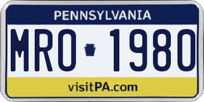 PA license plate MRO1980