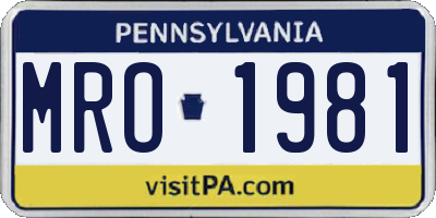 PA license plate MRO1981