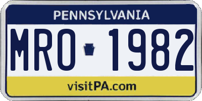 PA license plate MRO1982