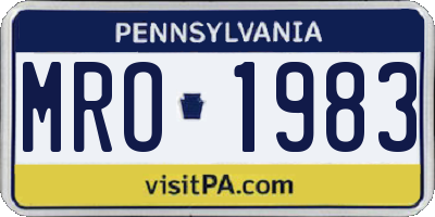 PA license plate MRO1983