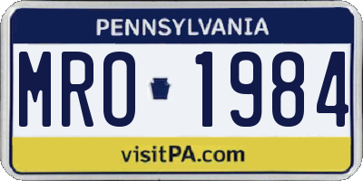 PA license plate MRO1984