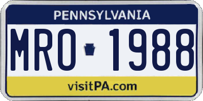 PA license plate MRO1988