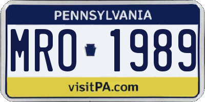 PA license plate MRO1989