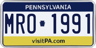 PA license plate MRO1991
