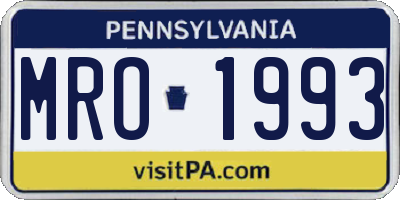 PA license plate MRO1993