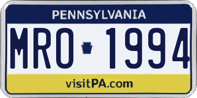 PA license plate MRO1994