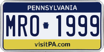 PA license plate MRO1999