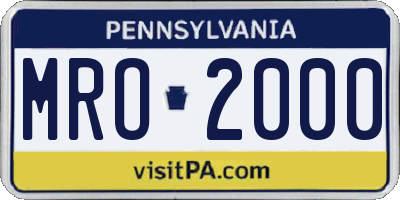 PA license plate MRO2000