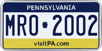 PA license plate MRO2002