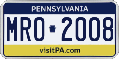 PA license plate MRO2008
