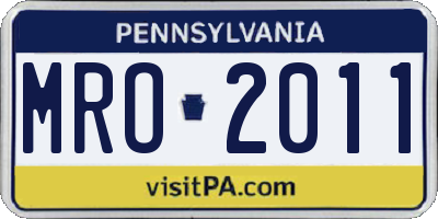 PA license plate MRO2011