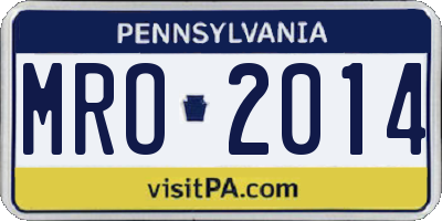 PA license plate MRO2014