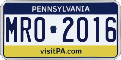 PA license plate MRO2016