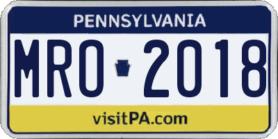 PA license plate MRO2018