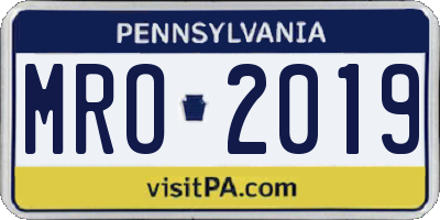 PA license plate MRO2019