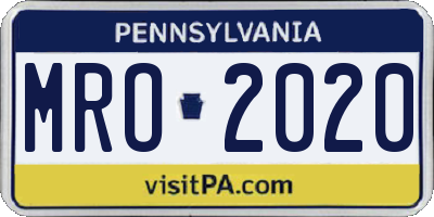 PA license plate MRO2020