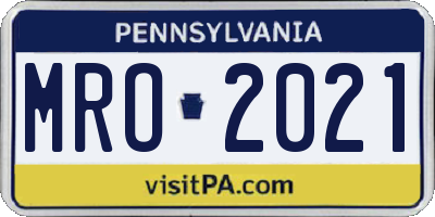 PA license plate MRO2021